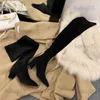 Boots Sexy High Boots Women 2023 Winter Fashion Over The Knee Warm Botas Mujer Suede Lace Up Pumps Sock Shoes High Cheels Boots T231121