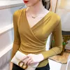 Women's Blouses Cross V-neck Bottoming Shirt Long-sleeved 2023 Spring And Autumn Fashion Sexy Mesh Top Long Sleeve Women Corset