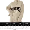 Women's Two Piece Pant Crew Neck Pullover Letter Pattern Ladies Long Sleeve Vintage Warm Loose Fit Oversized Vacation Outfit 231121