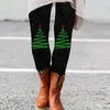 Kadın Taytları Noel Baskı Sıkı Şık Sevimli Takım Moda Yüksek Bel Yumuşak Xmas Yıl Antrenmanı