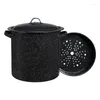 Double Boilers Granite Ware Enamel On Steel Multiuse Pot Seafood / Tamale Stock Includes Steamer Insert 15.5-Quart Black