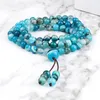 Strand 6MM Blue Striped Agate Natural Stone Bracelet High Quality 108 Onyx Beads Necklace Women Healing Yoga Jewelry Gift For Frien