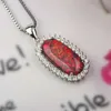 Chains Charming Orange Fire Opal Oval CZ Pendant Necklace For Wedding Engagement Jewelry