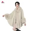 Fourrure pour femmes Fausse Fourrure Doux De Luxe Faux Lapin Manteau De Fourrure Cape Longue Hiver Femmes Large Col Rabattu Pardessus Tricot Cardigan Parti Cape Châle Grand 231120