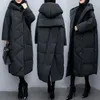 Women's Trench Coats Winter Puffer Jacket Korean Loose Thick Warm Black Hooded Coat 2023 Women Down Cotton Parkas Long Overcoat Parka