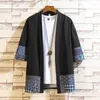 Giacche da uomo # 4218 Giacca vintage cachi nera Uomo Cappotto Hanfu in lino di cotone Sottile Kimono estivo allentato Capispalla Cappotti Manica corta impiombato