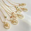 Pendant Necklaces Vintage 12 Month Flowers 18K Real Gold Plated Charm Chain Necklace Amulet Lucky Choker Delicate Floral Party Jewelry