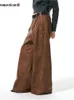 Erkekler Pantolon Mauroicardi Bahar Sonbahar Uzun Gevşek Gevşek Kahverengi Pu Deri Pantolon Erkek Geniş Bacak Lüks Tasarımcısı Unisex Pantolon Fashions 231121