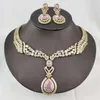 Necklace Earrings Set 2023 Fashion Retro Luxury Blue Yellow Red Zircon Drops Bride Wedding Dress Banquet Earring Jewelry