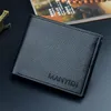 Plånböcker plånbok män kort tunn tri-fold horisontell affär casual litchee mönster manlig retro fast färgkortshållare mynt purs
