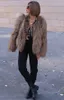 Womens Fur Faux Fashion Thicked Short Artificial Jacket Vneck långärmad plysch Cardigan Winter Elegant Warm Coat 231121