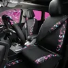 Totalfly capa de assento de carro de couro duas frentes para mulheres, tapetes de chão de carro à prova d'água fofos, capa de volante de borboletas para meninas