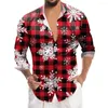 Chemises décontractées pour hommes Bouton d'impression de Noël pour hommes à manches longues Fit Formel Dress Up Convient aux quatre saisons en polyester