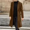 Mezclas de lana para hombres 5 colores 2023 Otoño Invierno largo rompevientos de lana abrigo cálido abrigos de una sola botonadura gabardina hombres 231120