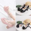 Sapatos de vestido Meninas Doce Lolita Ruffles Bowknot Lace Nupcial Sapatos de Casamento Mulheres Salto Alto Bordado Princesa Vestido Homens Rosa Plus Size 34-48 231121