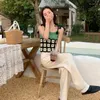Camisoles zbiorniki wakacje mini uprawy najlepsze kobiety szydełkowe geometryczne wiązanie paski kamizelki ramion