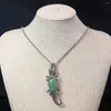 Hänge halsband naturliga sten abalon skal hängen metall kedja halsband krokodil form chakra kristall kvarts för smycken kvinnor gåva