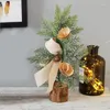 Decorative Flowers 25cm Christmas Mini Tree Ornament Potted Party Home Decoration Accessories Fake Plants Decor