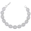 Street Hip Hop Bracciale con anello ovale in zirconio pieno personalizzato Semplice incorporamento T Manipolo con diamante quadrato per donna VL346-347