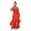 Lässige Kleider Lrregular lang elegant sexy Partykleid einfarbig Damen V-Ausschnitt Rüschen Fischschwanz Robe Femme weiß Vestido Maxi