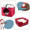 chenils stylos YOKEE Noël Cozy Nesk Chat Maison Lit Panier Sommeil Profond Grand Espace Double Usage Nid pour Animaux De Compagnie Hiver Petit Chien Chaud Et Confortable 231120