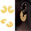 Hoopörhängen Vintage Gold Color Big Metal Circel Earring för Metallic Geometric Round C Shape Women Jewerly 2023 Retro