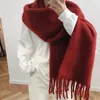 Scarves Winter Thick Warm Long Scarf Shawl For Women Hijab Pure Color Ladies Imitation Cashmere Men White Black Scarf Female 231120