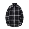 Men's Casual Shirts Harajuku Long Sleeved Shirt Men Autumn Thin Oversized Plaid-stripe Pattern Single Breasted Blouses Streetwear Male Coat