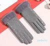 Five Fingers Gloves Women Winter Keep Warm Touch Screen Plus Velvet Inside Heart Embroidery Female Cotton Elegant Soft Drive Gloves