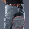 Herren Jeans Jeans Denim Gray für koreanische trendige Ankunft lässige, vielseitige, elastische Korea Slim Straight Hosen Männlich