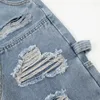 Jeans masculinos 2023 respingo tinta homens mulheres flared azul patchwork punk hip hop calças streetwear destruído rasgado