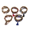 Strand Ethnic Different Style Elephant Tree of Life Tassel Chain Armband Set For Women Pärlad charmarmband Bangles smycken