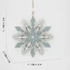 Christmas Decorations Wooden Crafts Snowflake Pendant Home Creative Party Flocked Garland For Stairs Rose Beaded