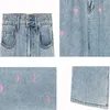 Damen Jeans Sweet Hearts Stickerei Jeans Damen Wide Leg Denim Hose Baggy Mopping All-Match High Waist Chic Loose Streetwear Retro Cute 230421