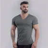 Heren T -shirts Brand Zomer Katoen T -shirt Vneck Fashion Design Slim Fit Soild Sports T -shirts mannelijke tops T -shirt voor korte mouwen voor 230420