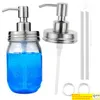 450ml DIY Hand Soap Dispenser pump Stainless Steel Mason Jar Countertop Lotion Dispenser Head Glass Soap Bottle