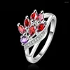 Wedding Rings Wholesale Silver Plated For Women Bridal Jewelry Anillos De Plata Classic Rhinestone Red Stone Ring