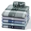 Męskie koszule 2023 Summer bawełniany długi rękaw Oxford Business Business Plaid Stripe Designer Plus Size Men Shirt S-5xl