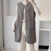 Gilet da donna Gilet in pile sintetico di media lunghezza Cappotto in misto lana da donna Giacca senza maniche primaverile Chalecos casual Gilet coreano Teddy allentato