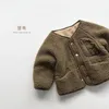 Vestes d'hiver à manches longues pour enfants, manteau Vintage en peluche et velours épais, veste décontractée pour bébés garçons, rembourrée, 2023