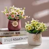 Decorative Flowers Small Daisy Artificial Flower Ceramic Potted Home Interior Decoration Desktop Simulation Green Bonsai