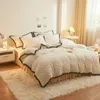 Conjuntos de cama Inverno Quente Duveta Capa Queen King Twin Cama Cordeiro Cashmere Veludo Quilt Capa Cor Sólida Coral Fleece Duvet Covers Cinza 231120