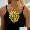 Pendentif Colliers Europe et États-Unis Punk Wind Collier en alliage lourd Star avec de grandes feuilles Clavicule Chaîne Mode Dhgarden Dha3B