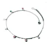 Anklets Anenjery Round Delicate Zircon Charm Anklet för kvinnor armband Enkel modesmycken grossist