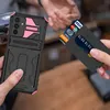 Custodie per telefoni con borsa per carte di credito scorrevoli per Google Pixel 7 Pro 6 7Pro 6Pro 2 in 1 Custodia protettiva con cavalletto rigido e resistente con borsa per carte staccabile Nero