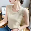 Women's Tanks Korean Version Of Large Size Knitted Halter Vest Female 2023 Summer Thin Tank Top Ice Silk Slim-fit Hollow-out Base Shirt