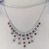 Pendentifs MeiBaPJ Match avec robe grenat naturel mode luxueux collier véritable 925 argent rouge pierre Fine bijoux de mariage pour les femmes