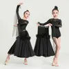 Escenario desgaste encaje negro tango salón de baile vestido de rendimiento niñas competencia traje traje falda baile vals vestidos de baile VDB7654