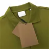 Mens Tops Designer Summer Spring Clothes Dark Green Fashion Casual Luxury Classic Brand Pattern Printed Bead Lapel Polo Shirt Men T-shirts 0206 AQZF
