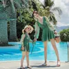 Family Matching Outfits Parent-child swimsuit slimming and sunscreen long sleeved mesh dress swimsuit for women on vacation mother daughter swimsuit 230421